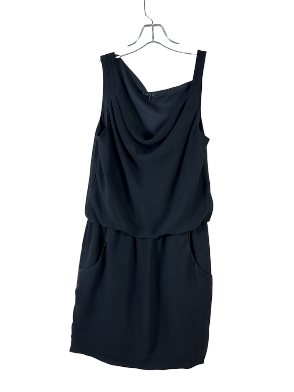 Theory womens size 4 black sleeveless scoop neck drop waist chiffon mini dress